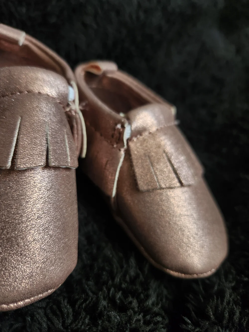 Cat & Jack Metallic Rose Moccasins with Fringe